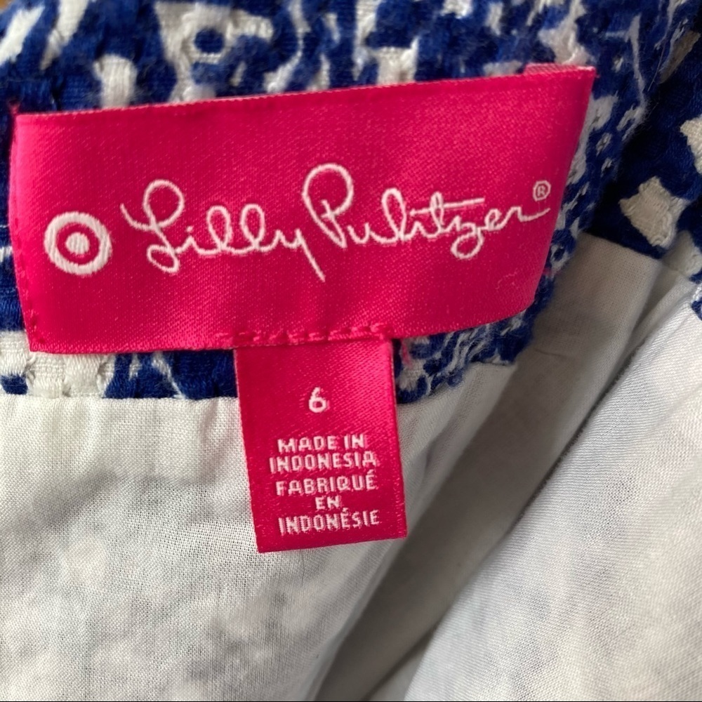 Lilly Pulitzer For Target Blue/White Patterned Dress w/Trim - Picture 13 of 14